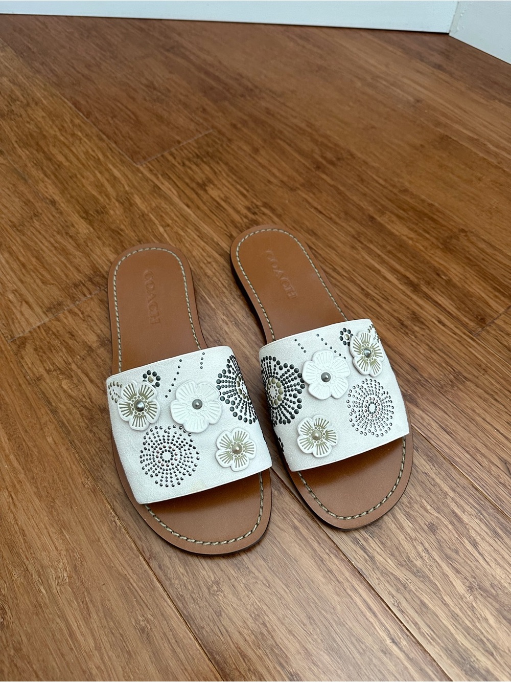 Coach Suede Tea Rose Sandals